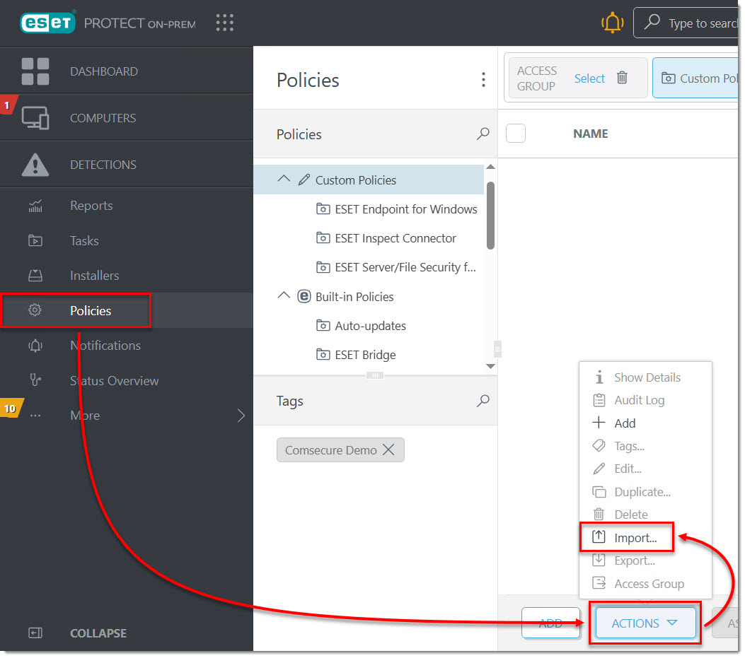 50 configuration project import policy old