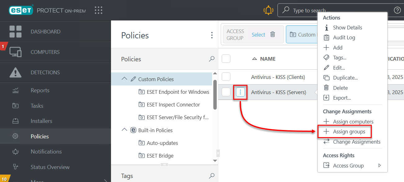 52 configuration project import policy servers old