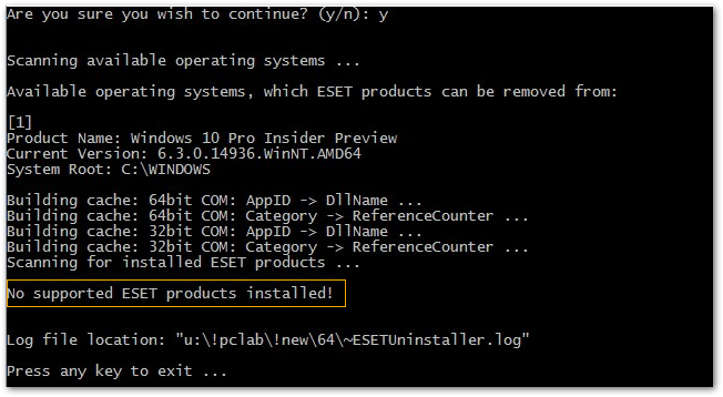 no supported eset